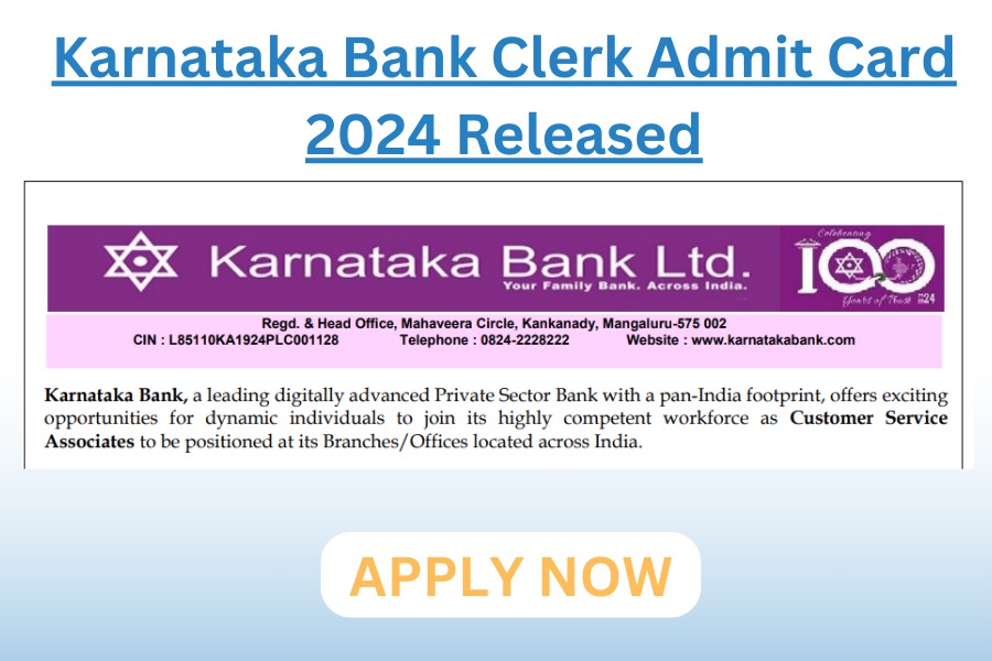 Karnataka Bank Clerk Admit Card 2024